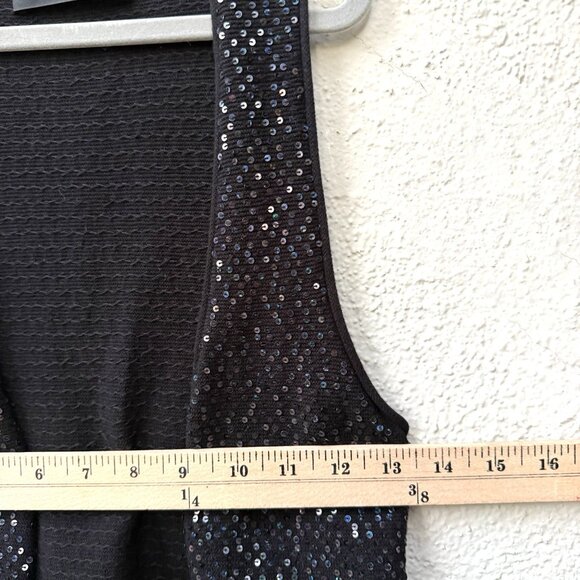 Zadig & Voltaire Dublin Deluxe Size S Black Sequined Vest Open Front Cotton - Picture 6 of 8